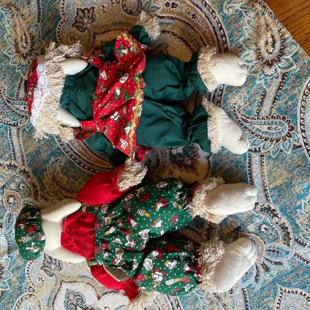 House of Lloyd Hip & Hop Christmas Bunny Shelf Sitter Doll Pair 1995
